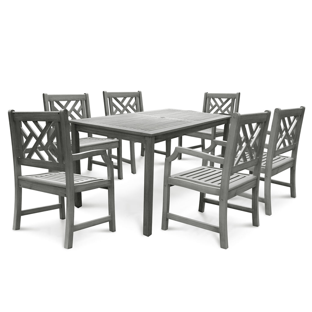 Renaissance Rectangular Table & Arm ChairOutdoor Hand-scraped Hardwood Hardwood Dining Set 9