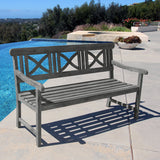 Renaissance Outdoor Hand-scraped Hardwood Hardwood Bench Cross Style