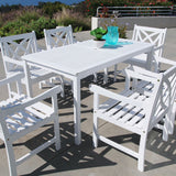 Bradley Eco-friendly 7-piece Outdoor White Hardwood Dining Set with Rectangle Table and Arm Chairs