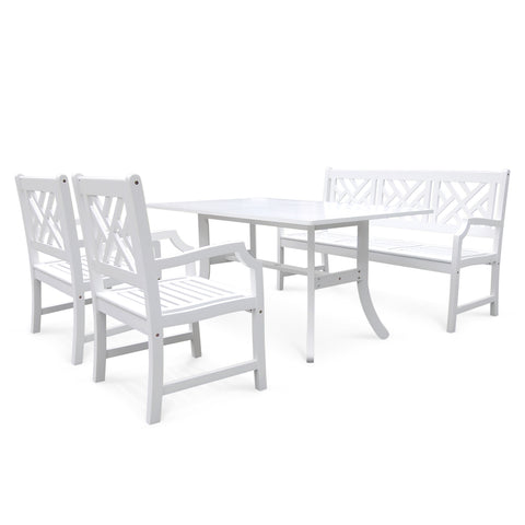 Bradley Rectangular and Curved Leg Table  Bench - Arm ChairOutdoor Wood Dining Set