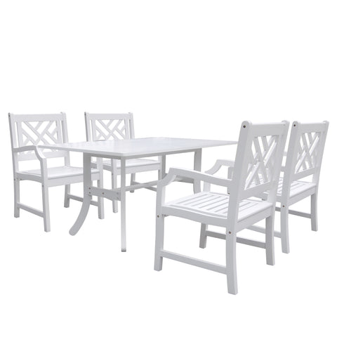 Bradley Rectangular and Curved Leg Table & Arm ChairOutdoor Wood Dining Set 2