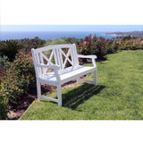 Bradley Outdoor Wood White Bench