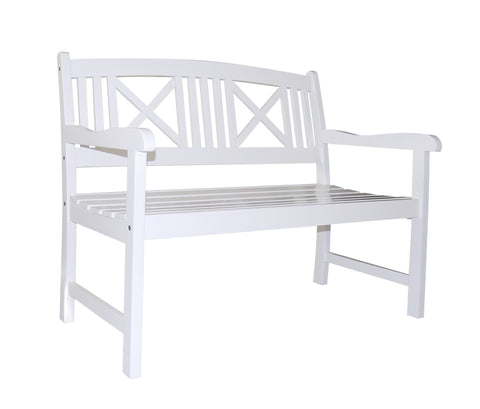 Bradley Outdoor Wood White Bench