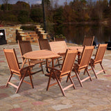 9-Piece Outdoor Wood Dining Set with Oval Extension Table