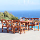 Malibu Eco-friendly 7-piece Outdoor Hardwood Dining Set with Oval Extention Table and Arm Chairs
