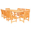 9-Piece English Garden Dining Set with Oval Extension Table Light Wood