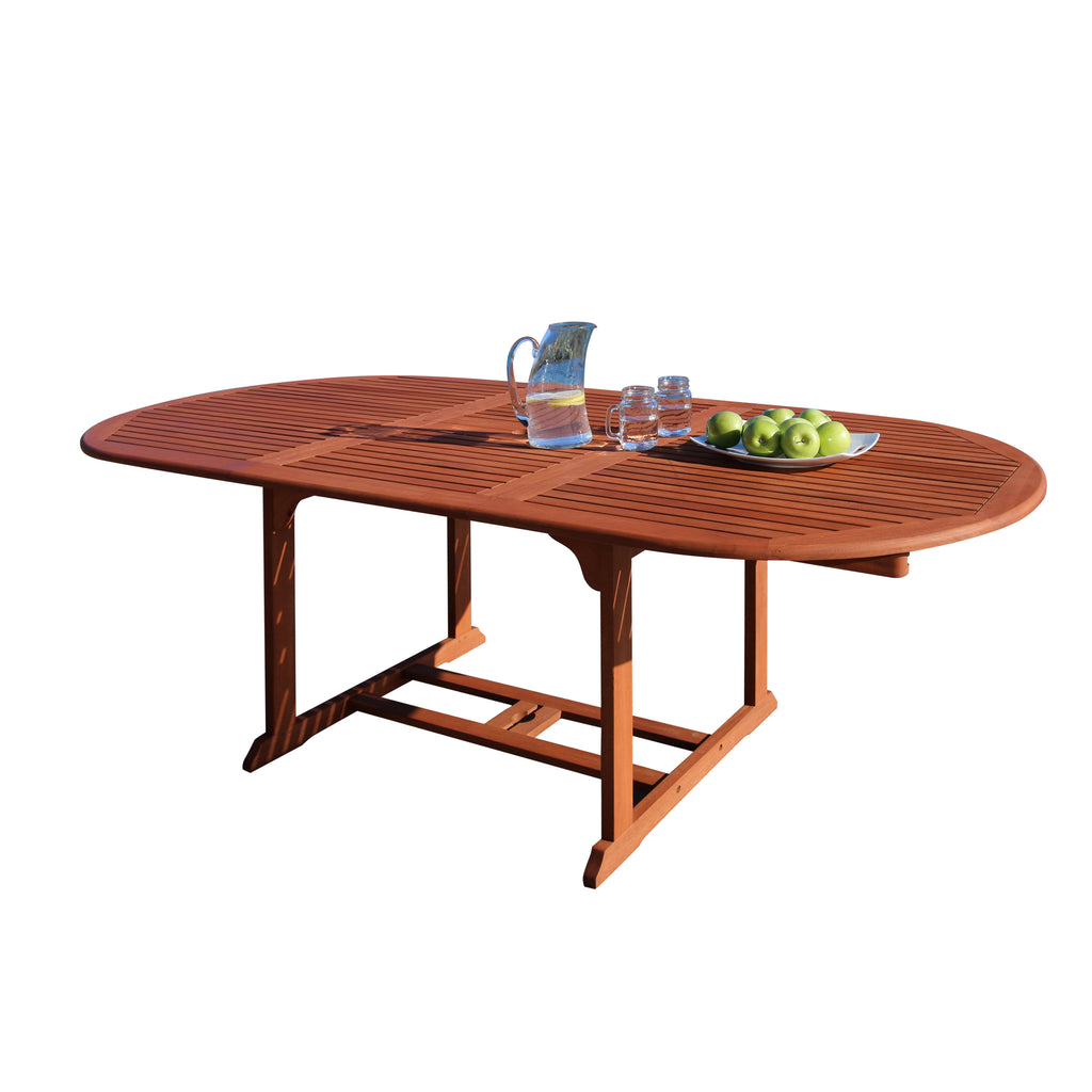 Outdoor Eucalyptus Wood Oval Extention Table with Foldable Butterfly