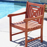 Malibu Eco-friendly Outdoor Hardwood  Garden Arm Chair Square Pattern