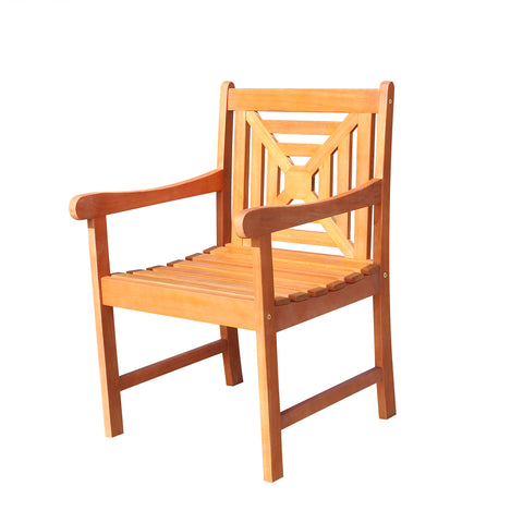 Malibu Eco-friendly Outdoor Hardwood  Garden Arm Chair Square Pattern