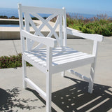 Bradley Eco-friendly Outdoor White Hardwood Garden Arm Chair