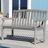 Renaissance Eco-friendly 4-foot Outdoor Hand-scraped Hardwood Hardwood Garden Bench Slat Back