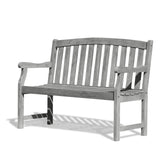Renaissance Eco-friendly 4-foot Outdoor Hand-scraped Hardwood Hardwood Garden Bench Slat Back