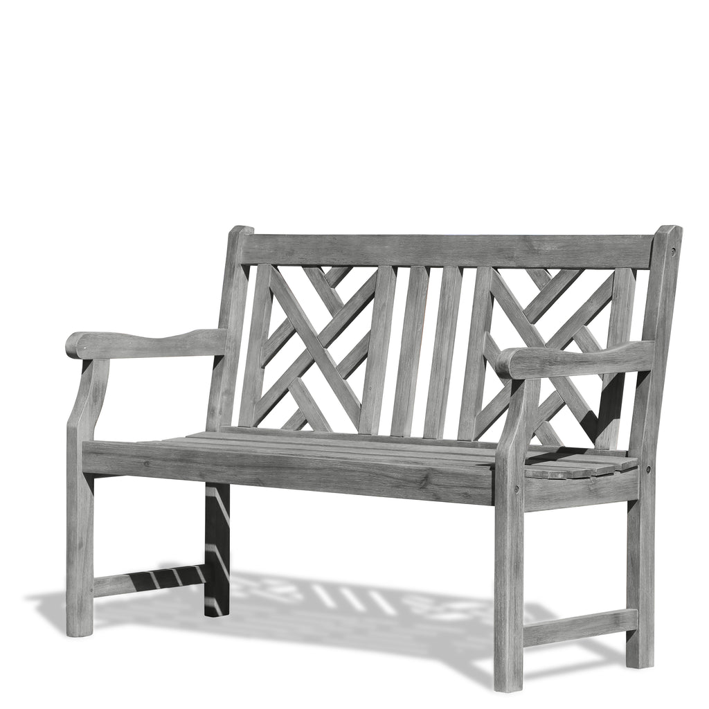 Renaissance Eco-friendly 4-foot Outdoor Hand-scraped Hardwood Hardwood Garden Bench Angle Back