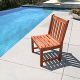 Malibu Eco-friendly Outdoor Hardwood Garden Armless Chair