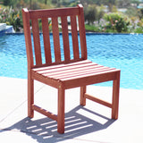 Malibu Eco-friendly Outdoor Hardwood Garden Armless Chair