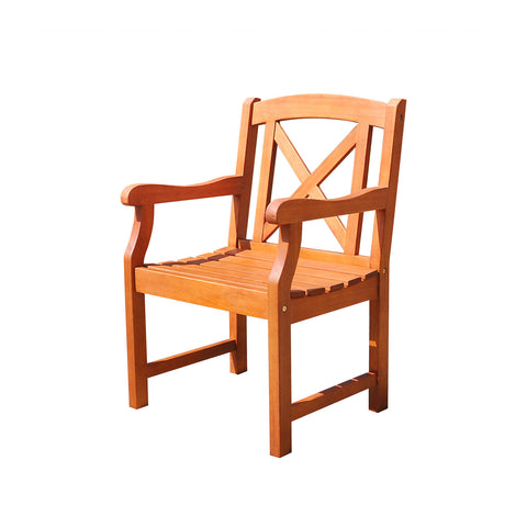 Malibu Eco-friendly Outdoor Hardwood Garden Arm Chair X Back