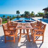 5-Piece Outdoor Eucalyptus Dining Set Angle Back