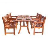 5-Piece Outdoor Eucalyptus Dining Set Angle Back