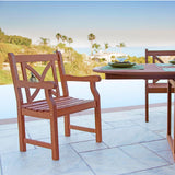 Malibu Eco-Friendly 7-Piece Wood Outdoor Dining Set with X-back Arm Chairs V189SET11