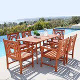 Malibu Eco-friendly 7-piece Outdoor Hardwood Dining Set with Rectangle Table and Arm Chairs