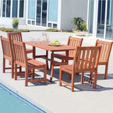 Malibu Eco-friendly 7-piece Outdoor Hardwood Dining Set with Rectangle Table and Armless Chairs