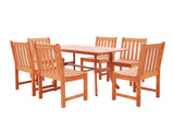 Malibu Eco-friendly 7-piece Outdoor Hardwood Dining Set with Rectangle Table and Armless Chairs