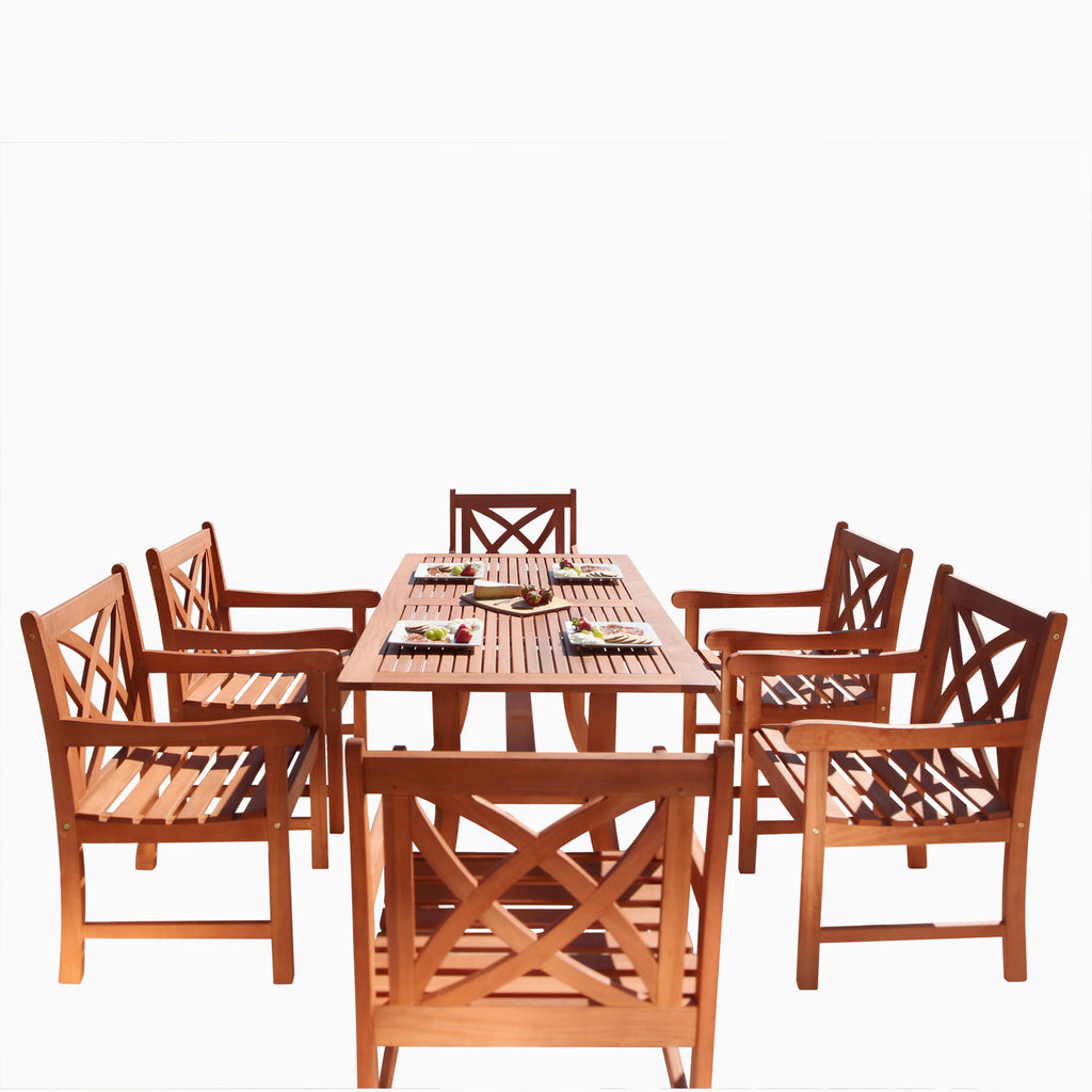 Malibu Eco-Friendly 7-Piece Wood Outdoor Dining Set V189SET2