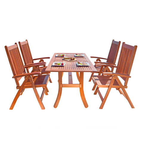 Malibu Eco-Friendly 5-Piece Wood Outdoor Dining Set V189SET4