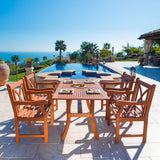 Malibu Eco-Friendly 5-Piece Wood Outdoor Dining Set with X-Back Arm Chairs V189SET6
