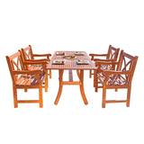 Malibu Eco-Friendly 5-Piece Wood Outdoor Dining Set with X-Back Arm Chairs V189SET6