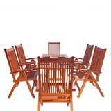 Malibu Eco-Friendly 7-Piece Wood Outdoor Dining Set with Foldable Arm Chairs V189SET8