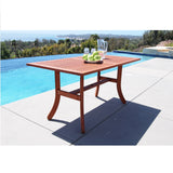 Outdoor Eucalyptus Wood Rectangular Table with Curvy Legs