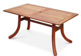 Outdoor Eucalyptus Wood Rectangular Table with Curvy Legs