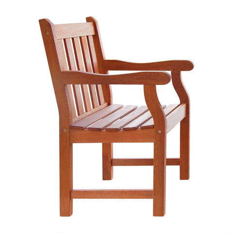 Outdoor  Eucalyptus Wood Arm Chair Slat Back