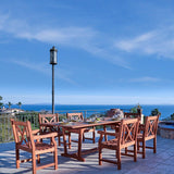 7-Piece Outdoor Eucalyptus Dining Set with Rectangular Table