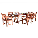 7-Piece Outdoor Eucalyptus Dining Set with Rectangular Table