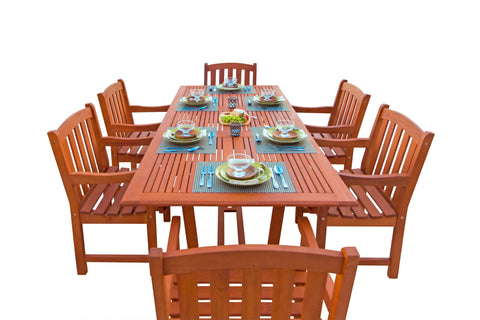 7-Piece English Garden Dining Set 2 with Rectangular Extension Table