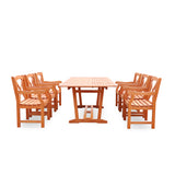 Malibu Eco-friendly 7-piece Outdoor Hardwood Dining Set with Rectangle Extention Table and Arm Chairs
