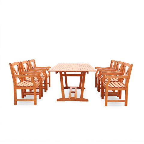 Malibu Eco-friendly 7-piece Outdoor Hardwood Dining Set with Rectangle Extention Table and Arm Chairs