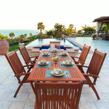 Malibu Eco-Friendly 7-Piece Wood Outdoor Dining Set with Rectangular Extension Table V232SET3