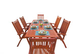 Malibu Eco-Friendly 7-Piece Wood Outdoor Dining Set with Rectangular Extension Table V232SET3