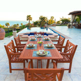 Malibu Eco-Friendly 7-Piece Wood Outdoor Dining Set with Rectangular Extension Table V232SET8