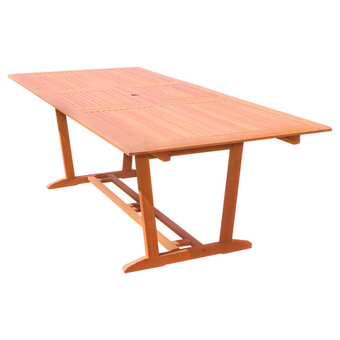 Outdoor Eucalyptus Wood Rectangular Extention Table with Foldable Butterfly