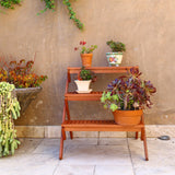 Outdoor Wood Three-Layer Plant Stand