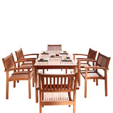 Malibu Eco-Friendly 7-Piece Wood Outdoor Dining Set with Stacking Dining Chairs V98SET10