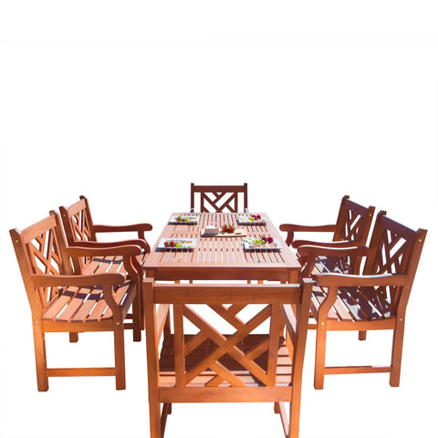 Malibu Eco-Friendly 7-Piece Wood Outdoor Dining Set V98SET11