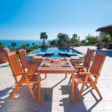 Balthazar Rectangular Table & Wood Reclining Chair Outdoor Dining Set