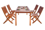 Balthazar Rectangular  Eucalyptus Wood Table & Arm Chair Outdoor Dining Set 4