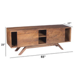 Mid Century Modern Acacia Wood TV Unit with Wide Storage, Walnut Brown