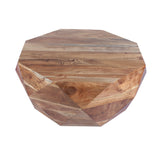 Diamond Shape Acacia Wood Coffee Table With Smooth Top, Natural Brown